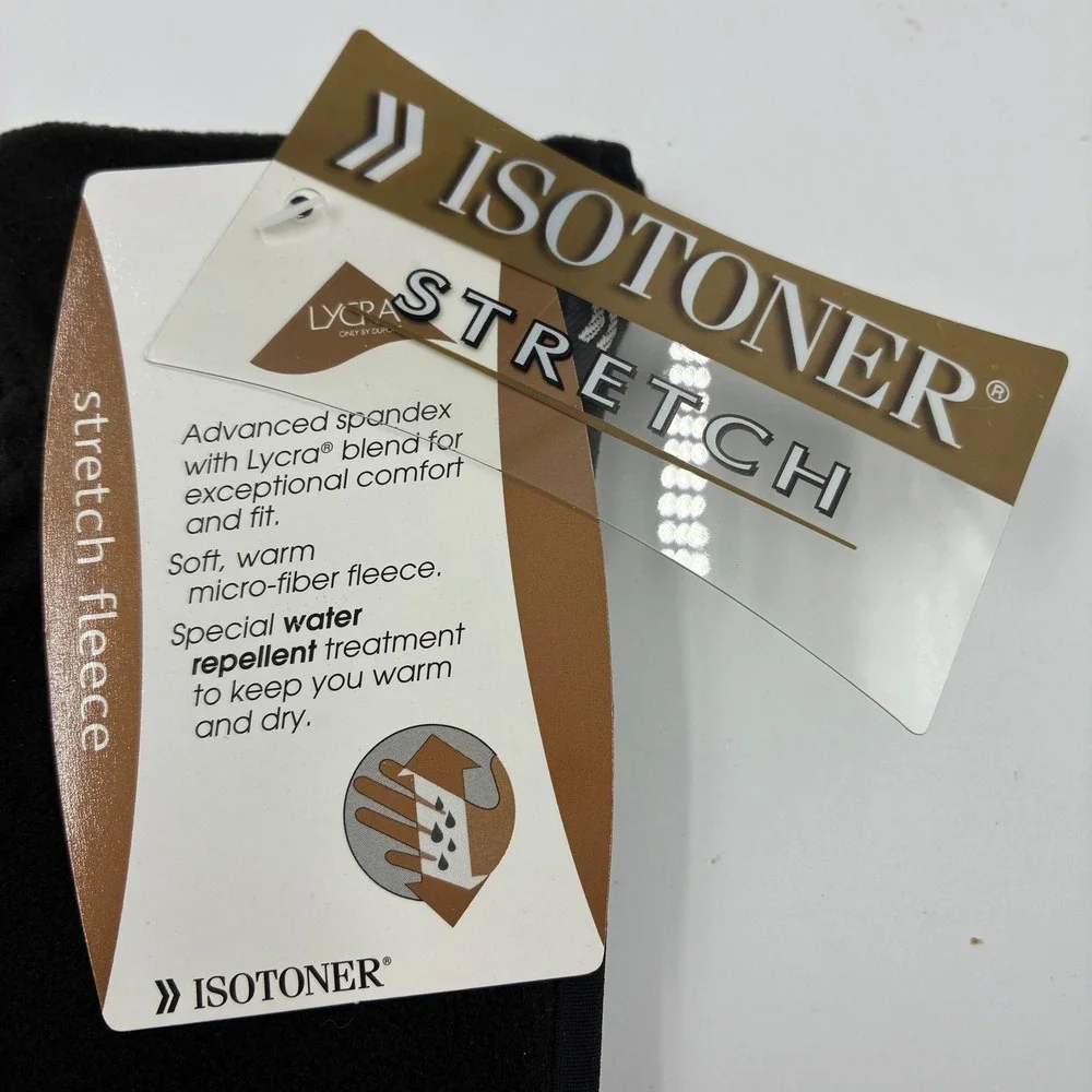 Isotoner Women Black Stretch Fleece Water Repellent Gloves One Size A849K3BLK1SZ